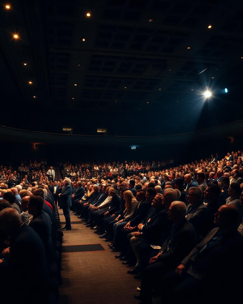 Congresso corporativo com plateia em auditório